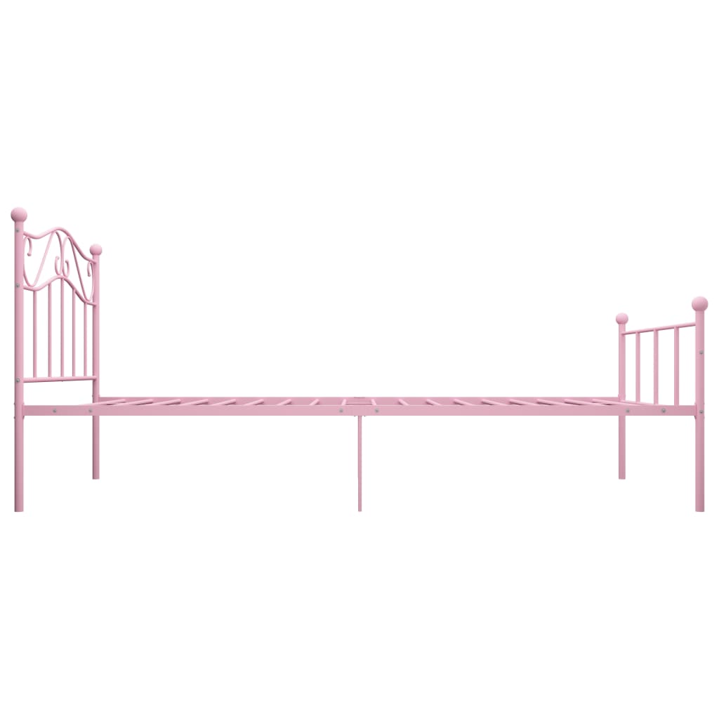 vidaXL Рамка за легло, розова, метал, 90x200 см
