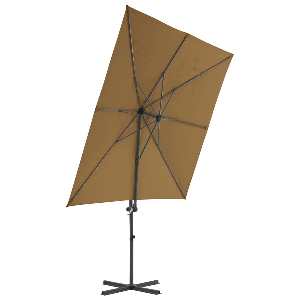 vidaXL Градински чадър чупещо рамо и стоманен прът 250x250 см таупе
