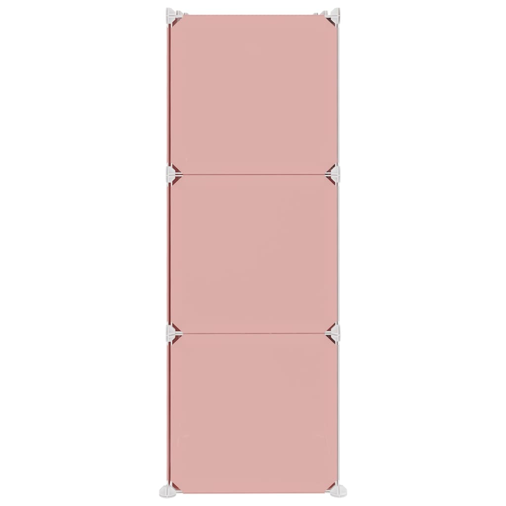 vidaXL Детски кубичен шкаф за съхранение с 6 куба, розов, PP