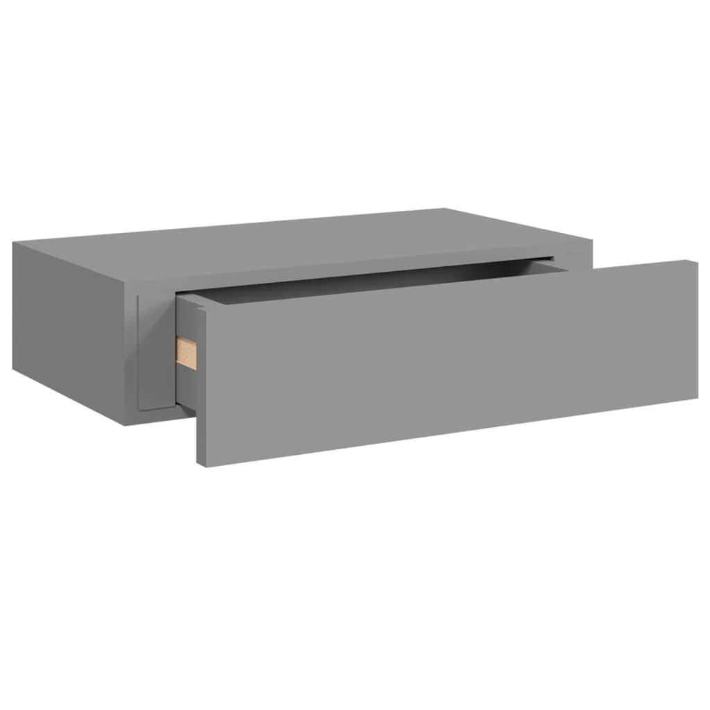 vidaXL Стенни рафтове с чекмеджета, 2 бр, сиви, 40x23,5x10 см, МДФ