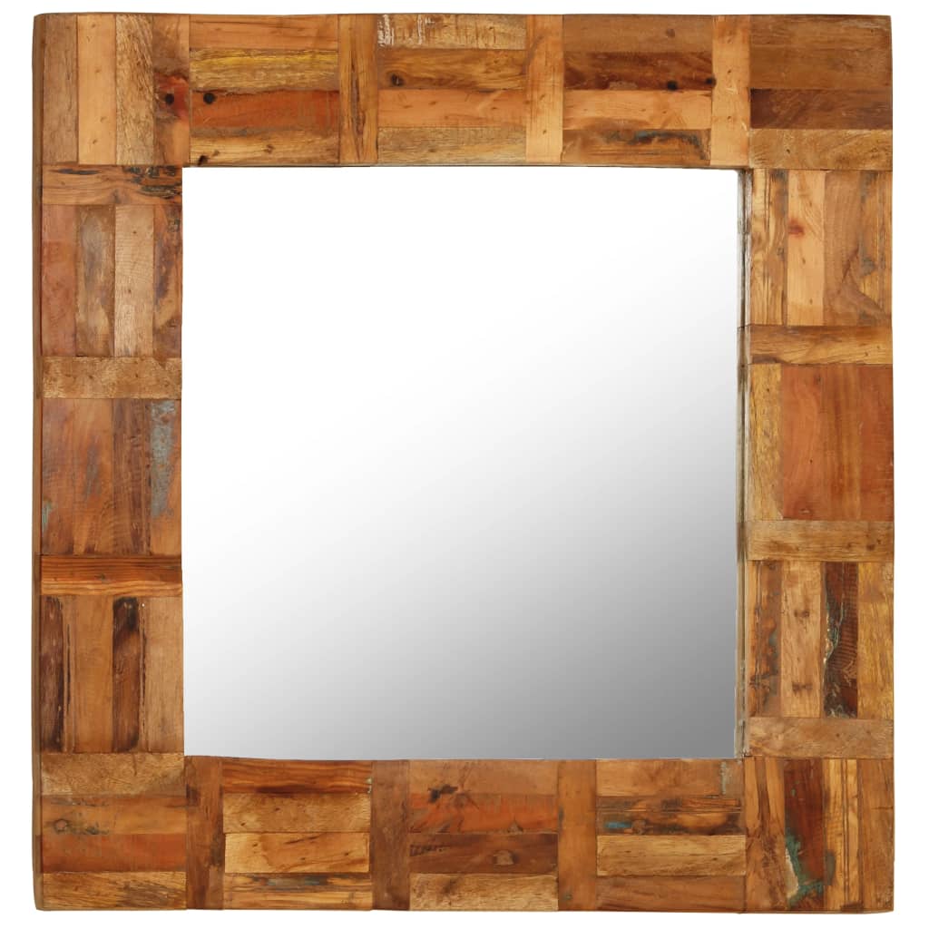 vidaXL Огледало за стена, регенерирано дърво масив, 60x60 cм