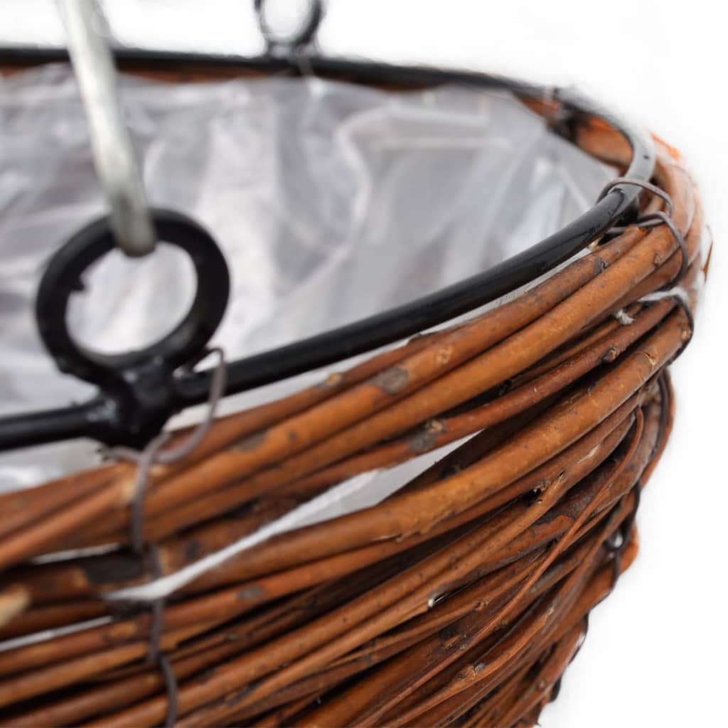 Висящи кръгли върбови кошници с верига и пластмасов слой – 4 броя