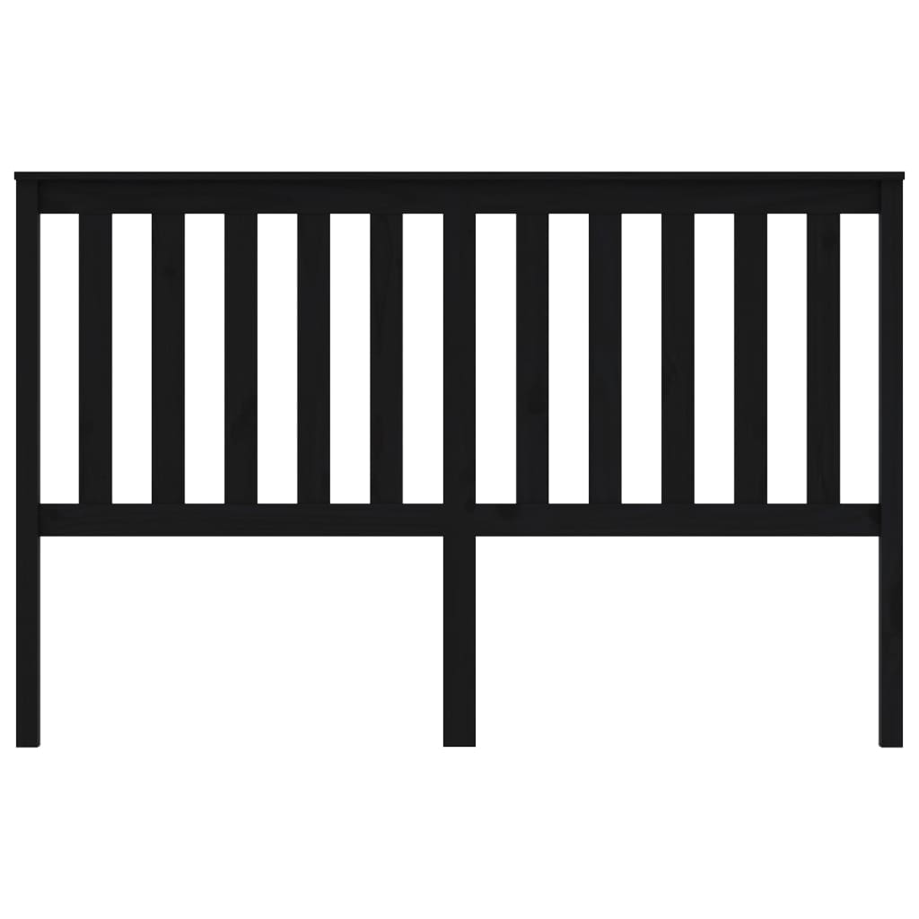 vidaXL Горна табла за легло, черна, 166x6x101 см, бор масив