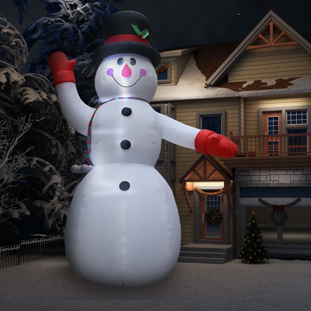 vidaXL Коледен надуваем снежен човек с LED IP44 600 см XXL