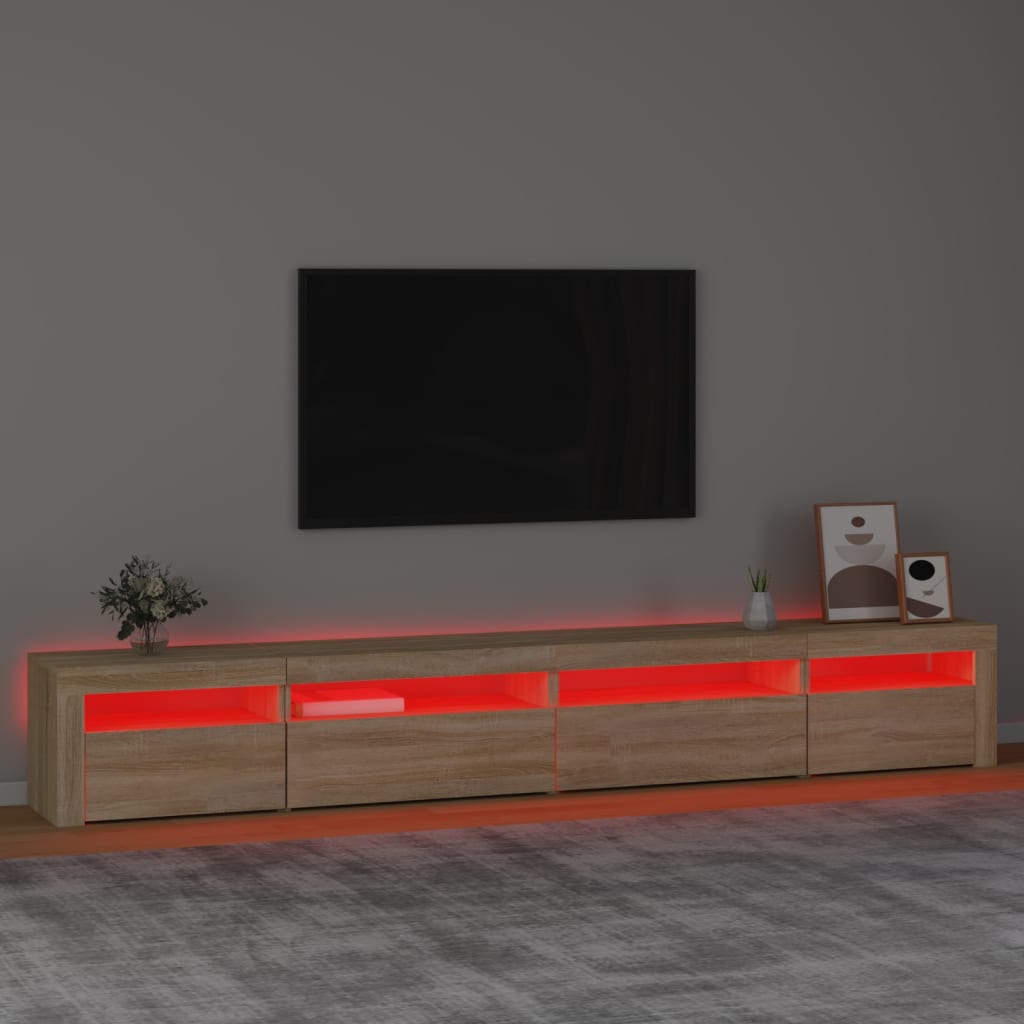 vidaXL ТВ шкаф с LED осветление, дъб сонома, 270x35x40 см