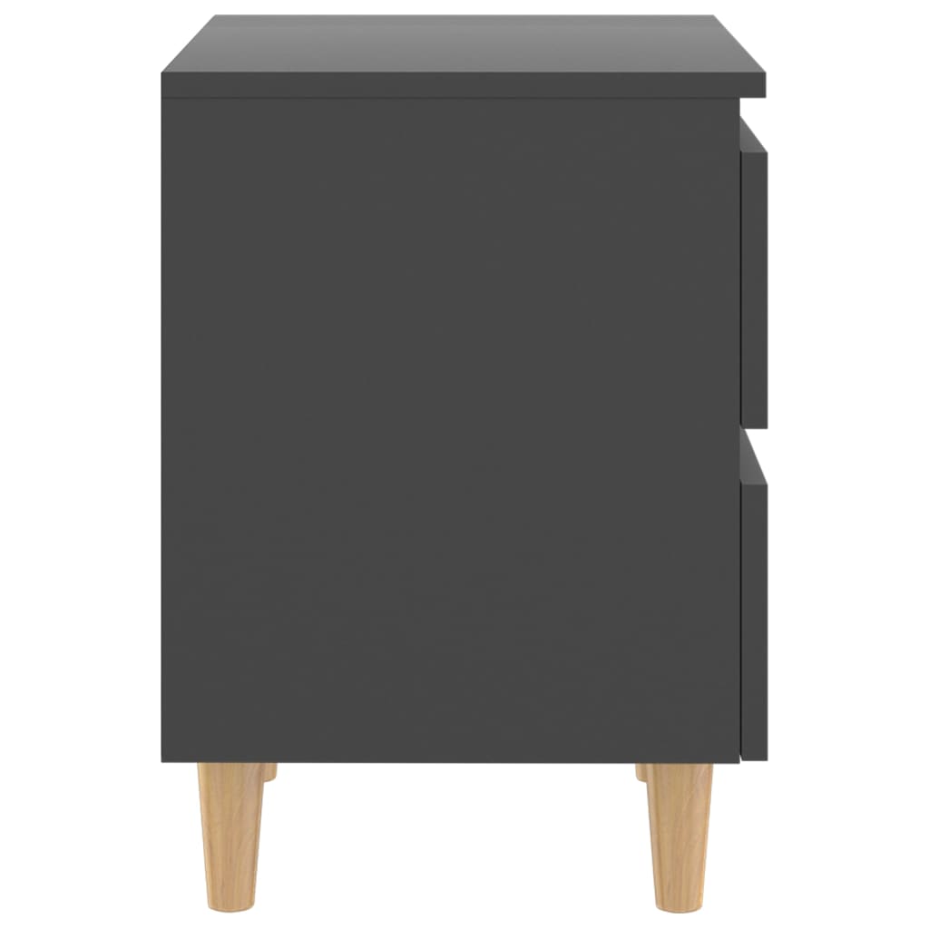 vidaXL Нощни шкафчета с крака от боров масив, 2 бр, сиви, 40x35x50 см
