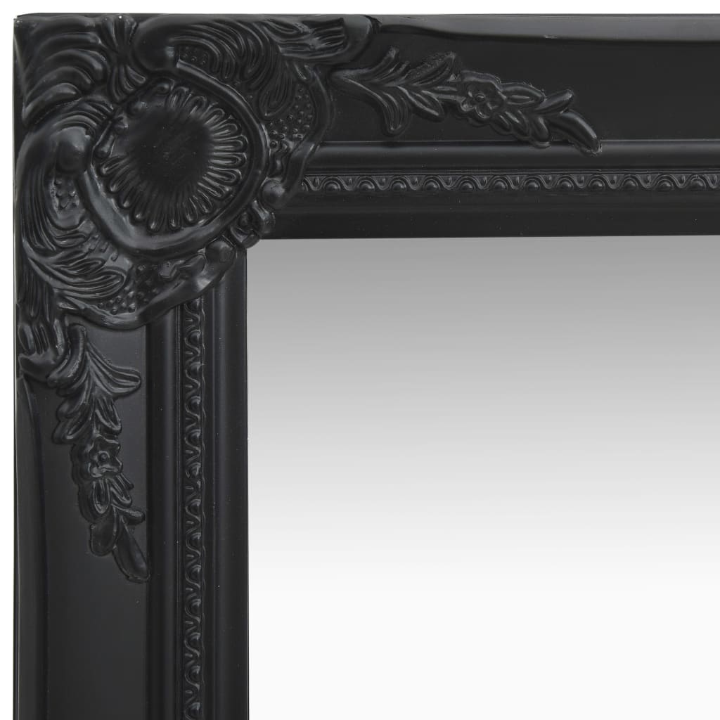vidaXL Стенно огледало, бароков стил, 40x40 см, черно