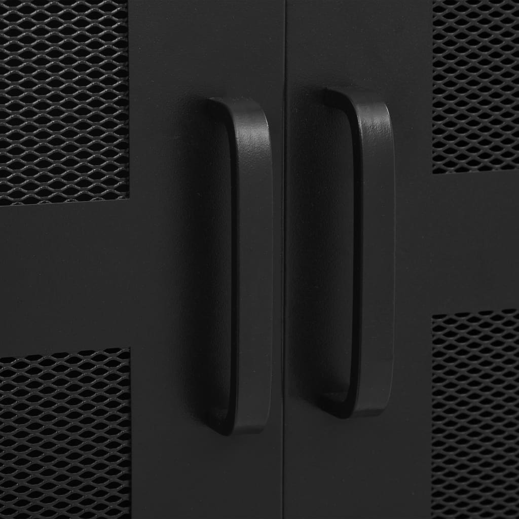 vidaXL Офис шкаф мрежести врати промишлен черен 75x40x120 cм стомана