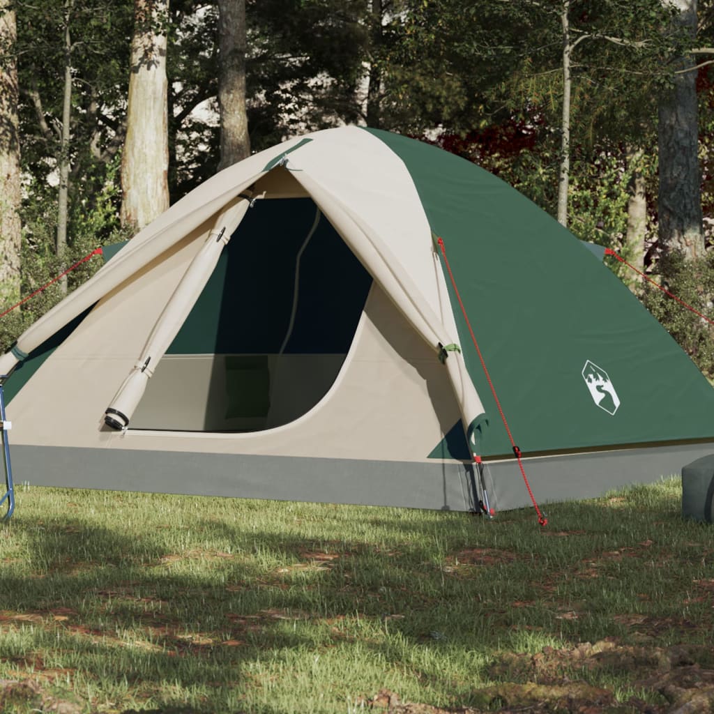 vidaXL Куполна къмпинг палатка, 6-местна, зелена, водоустойчива