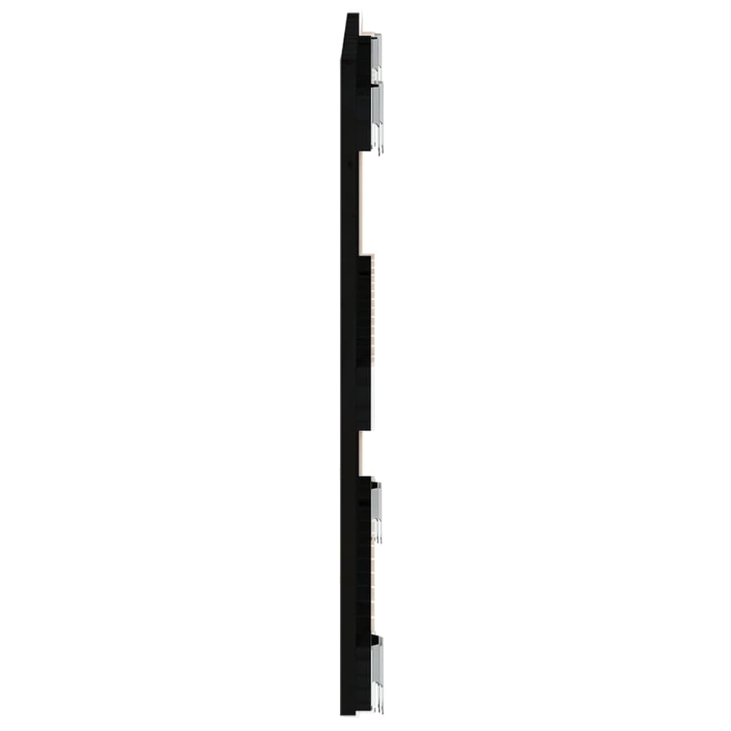 vidaXL Стенна табла за спалня, черна, 82,5x3x60 см, борово дърво масив
