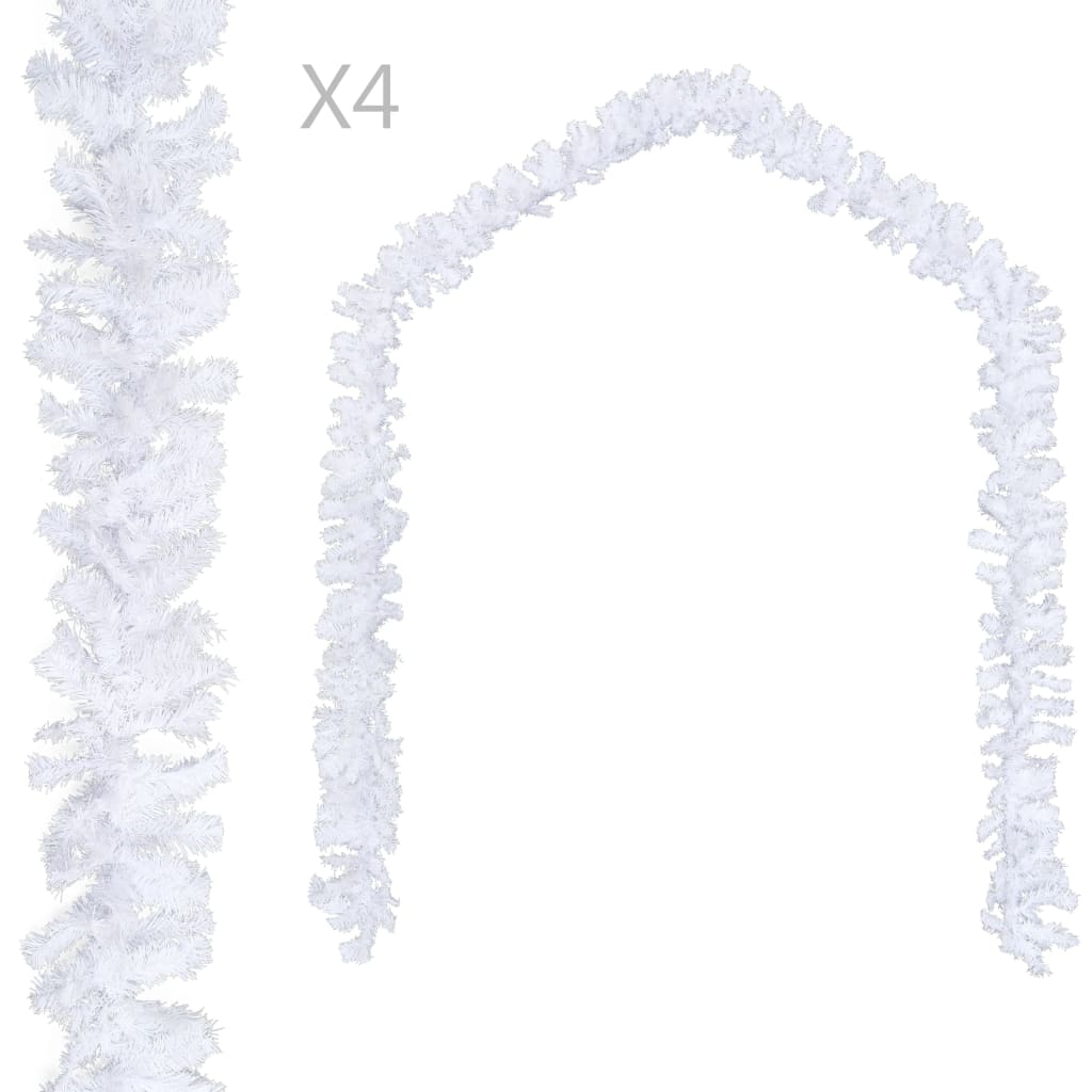 vidaXL Коледни гирлянди, 4 бр, бели, 270 см, PVC