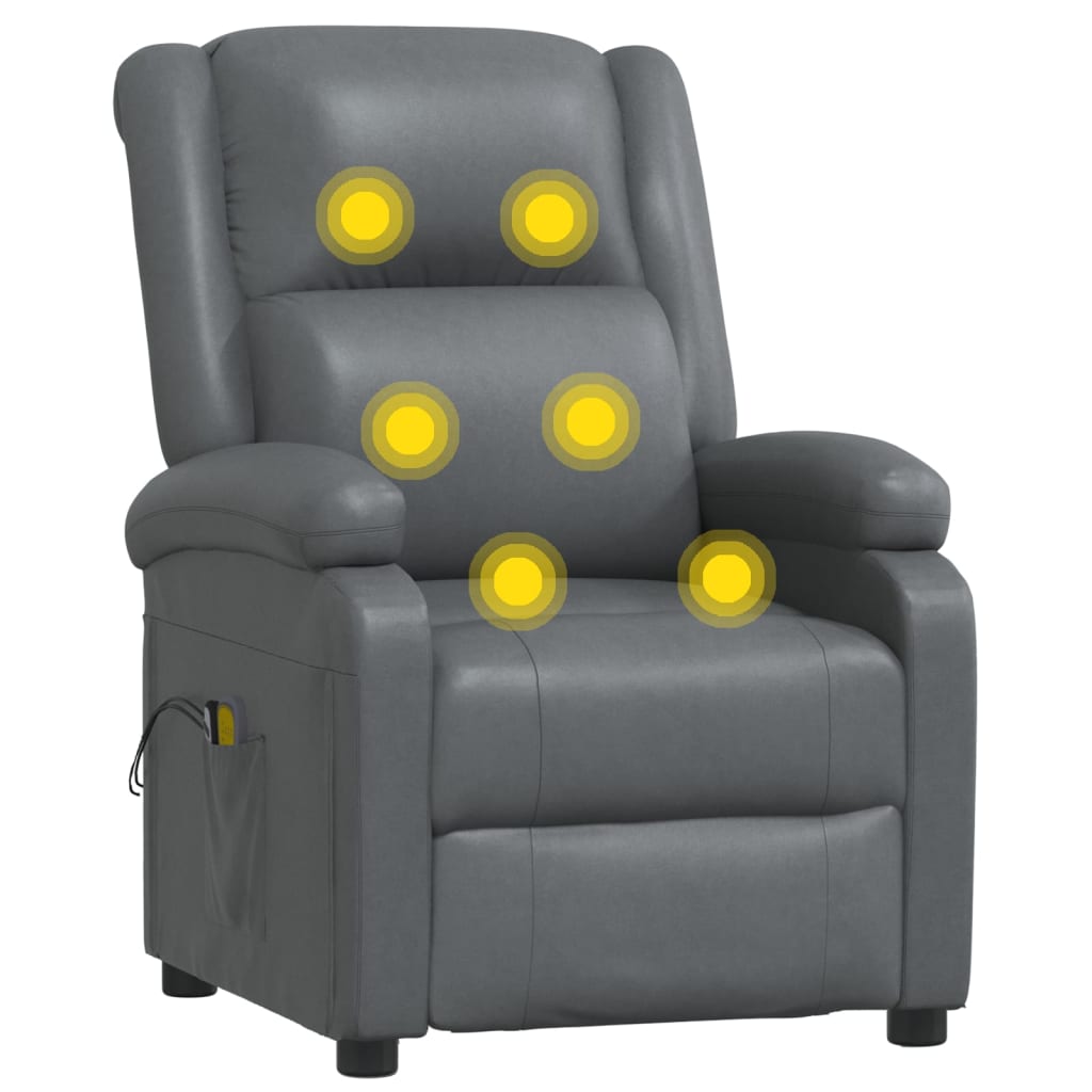vidaXL Електрически масажен стол, антрацит, изкуствена кожа
