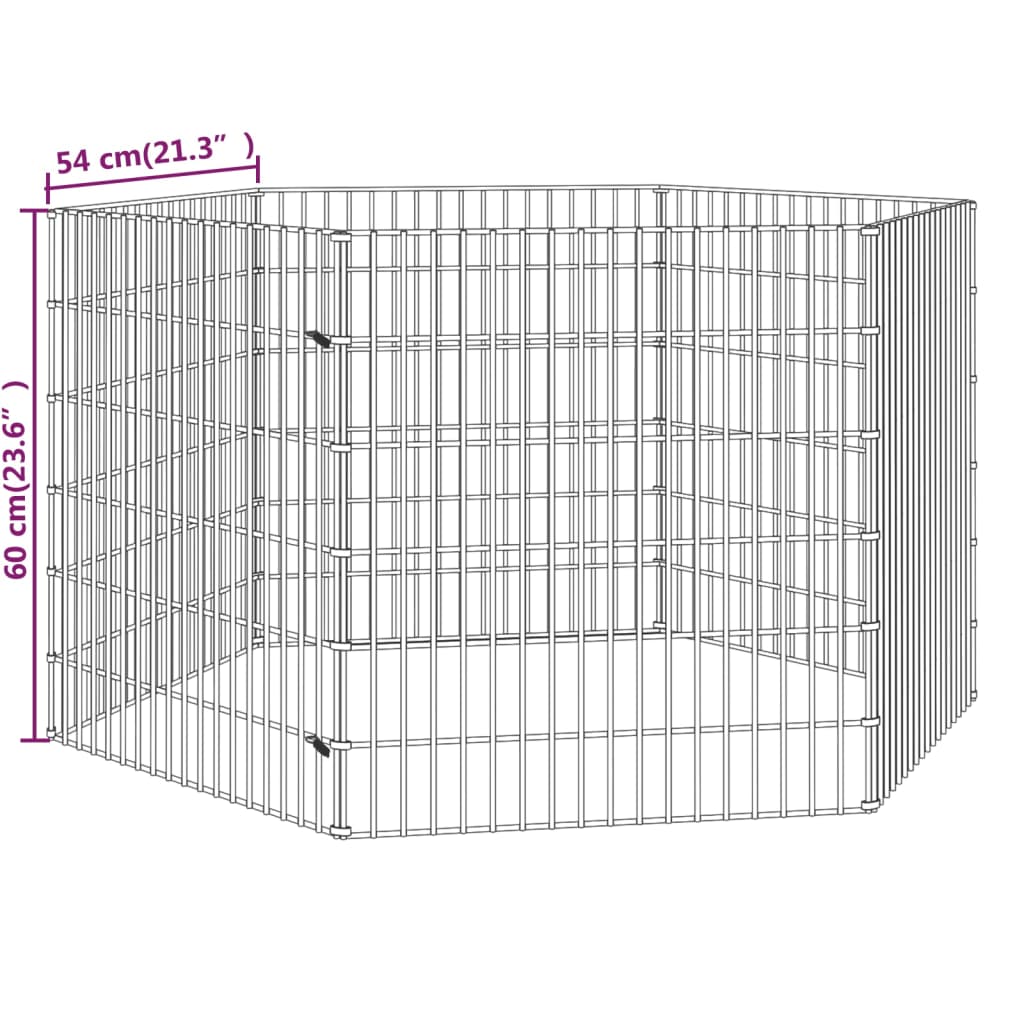 vidaXL Клетка за зайци, 6 панела, 54x60 см, поцинковано желязо