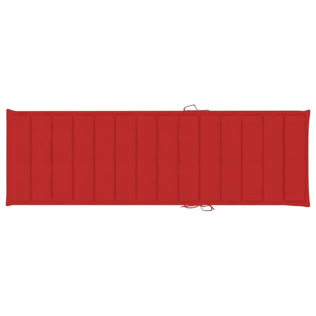 vidaXL Шезлонг с червена възглавница, импрегниран бор