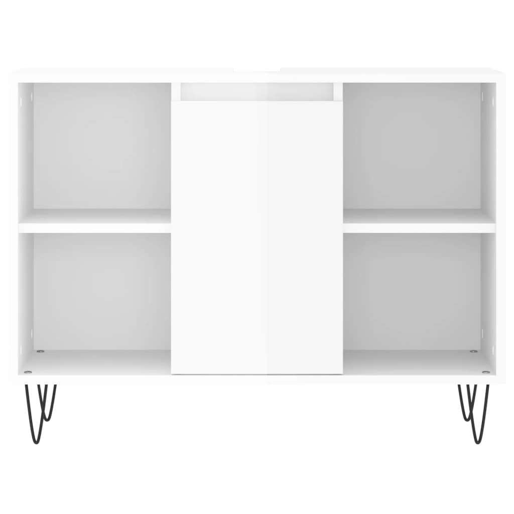 vidaXL Комплект мебели за баня от 3 части, бял гланц, инженерно дърво