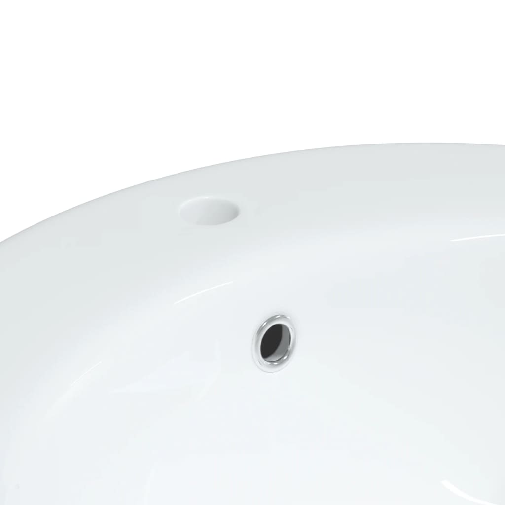 vidaXL Мивка за баня, бяла, 52x46x20 см, овална, керамика