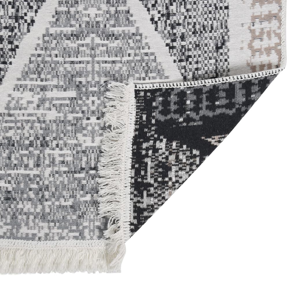 vidaXL Килим, черно и сиво, 100x300 см, памук
