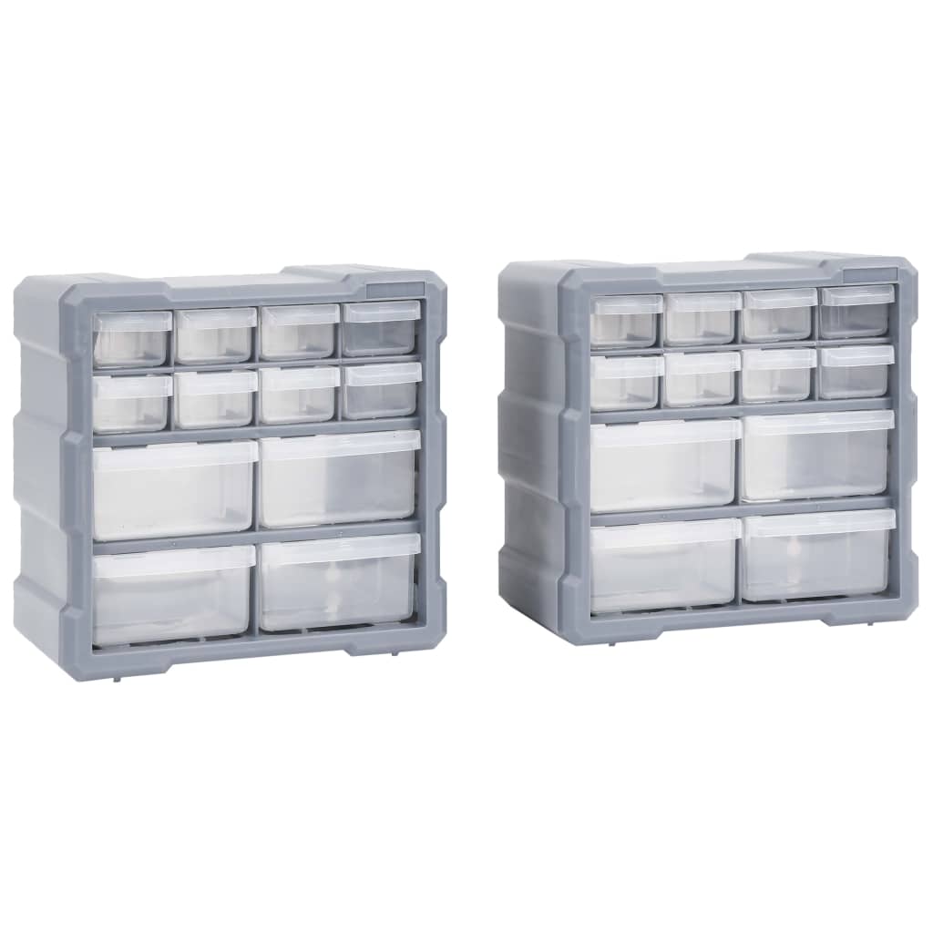 vidaXL Шкафове органайзери с 12 чекмеджета, 2 бр, 26,5x16x26 см