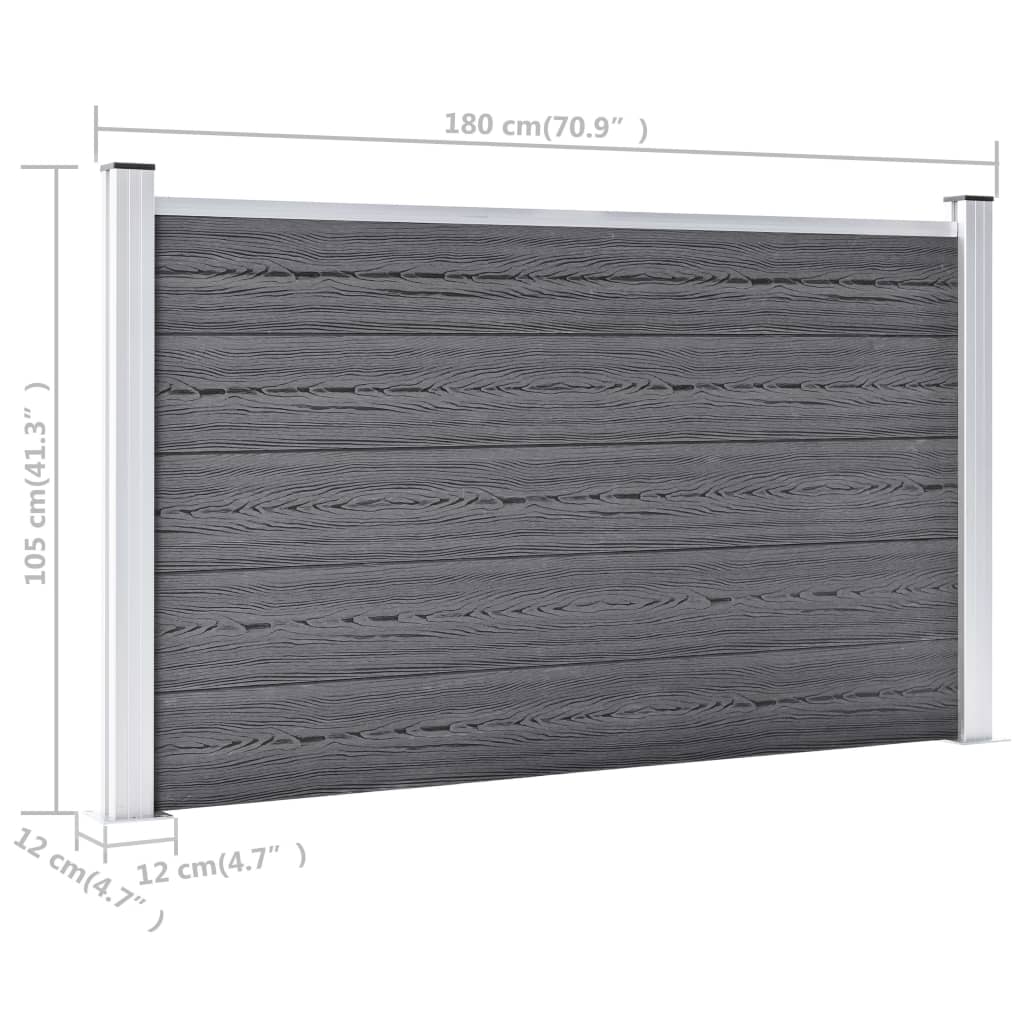 vidaXL Градинска ограда, WPC, 699x106 см, сива