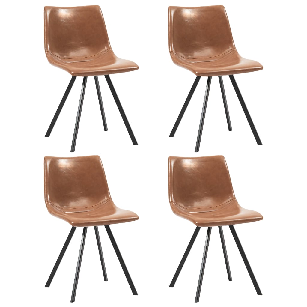 vidaXL Трапезни столове, 4 бр, коняк, изкуствена кожа