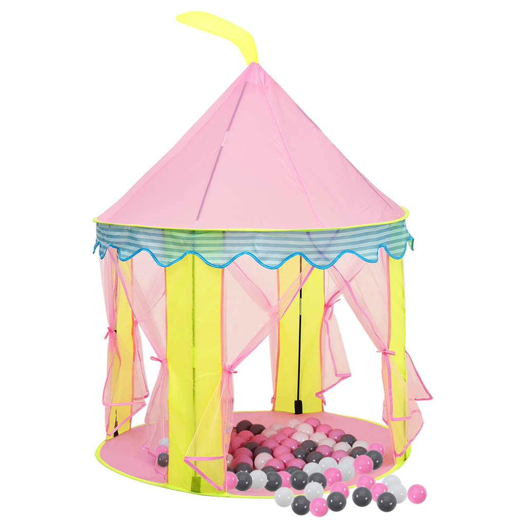 vidaXL Детска палатка за игра с 250 топки розово 100x100x127 см