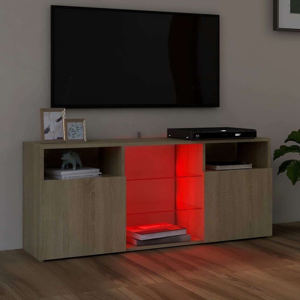 vidaXL ТВ шкаф с LED осветление, дъб сонома, 120x30x50 см
