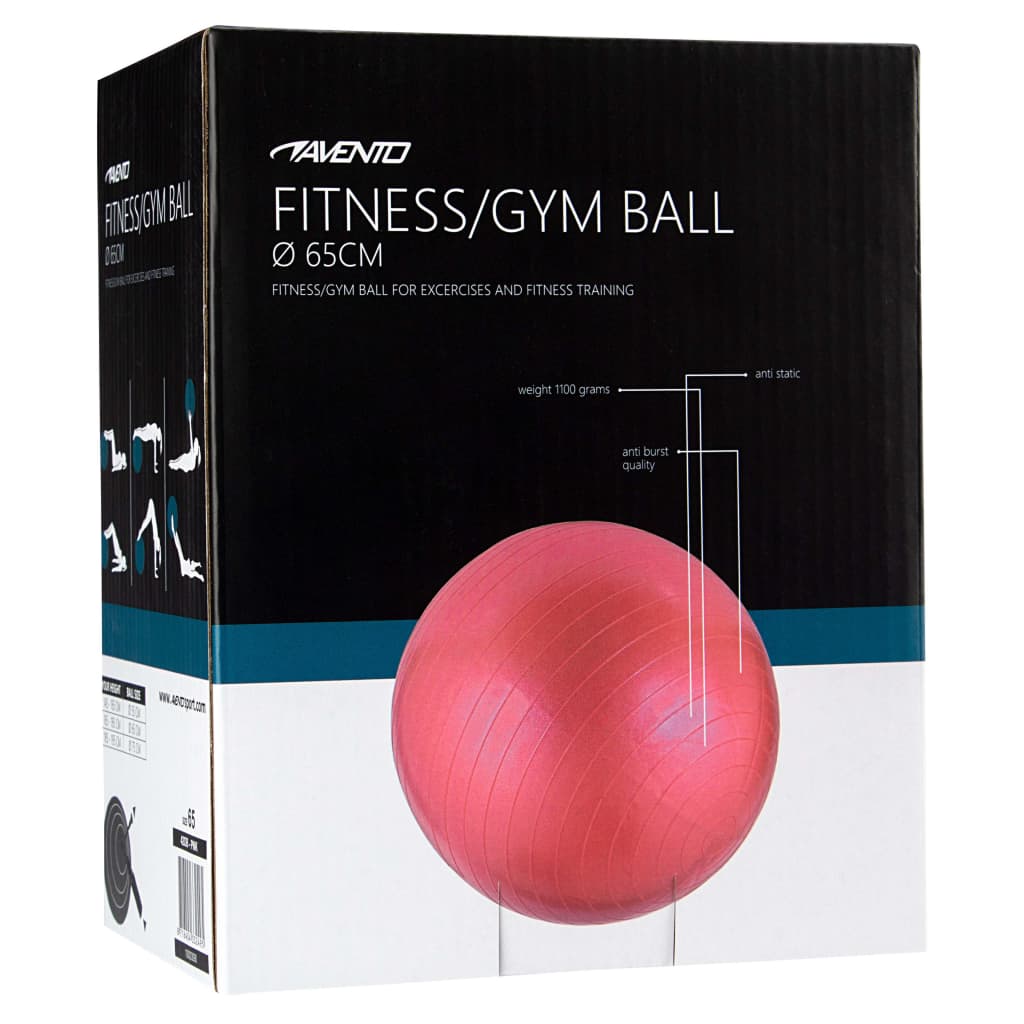 Avento Фитнес/гимнастическа топка, диаметър 65 см, розова