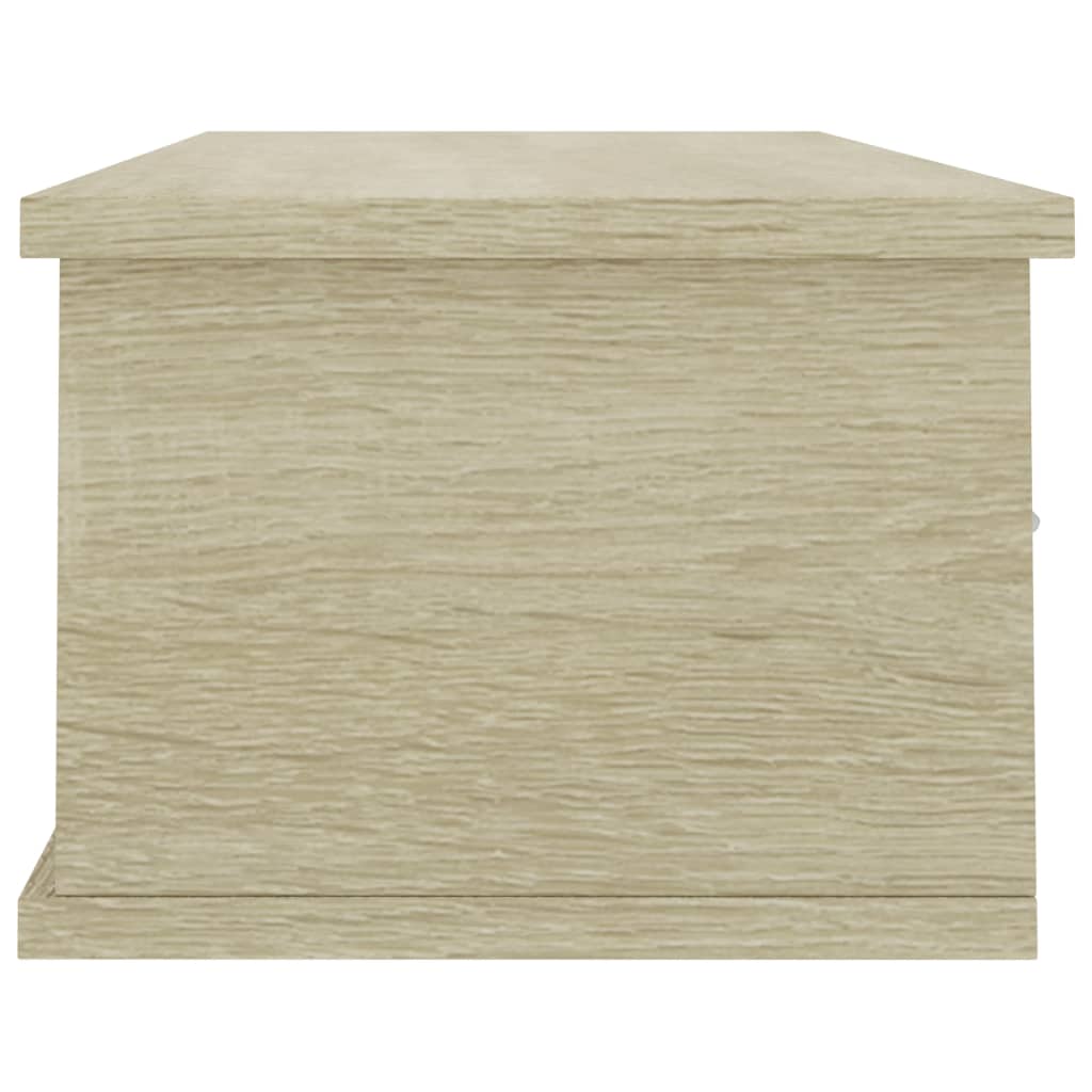 vidaXL Стенен рафт с чекмеджета, бяло и дъб сонома, 88x26x18,5 см, ПДЧ
