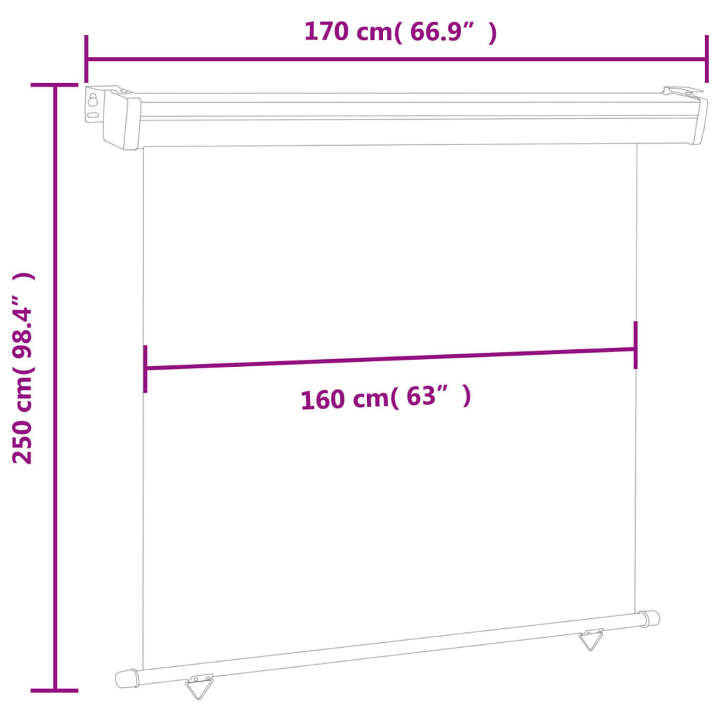 vidaXL Вертикална тента за балкон, 170x250 см, кремава