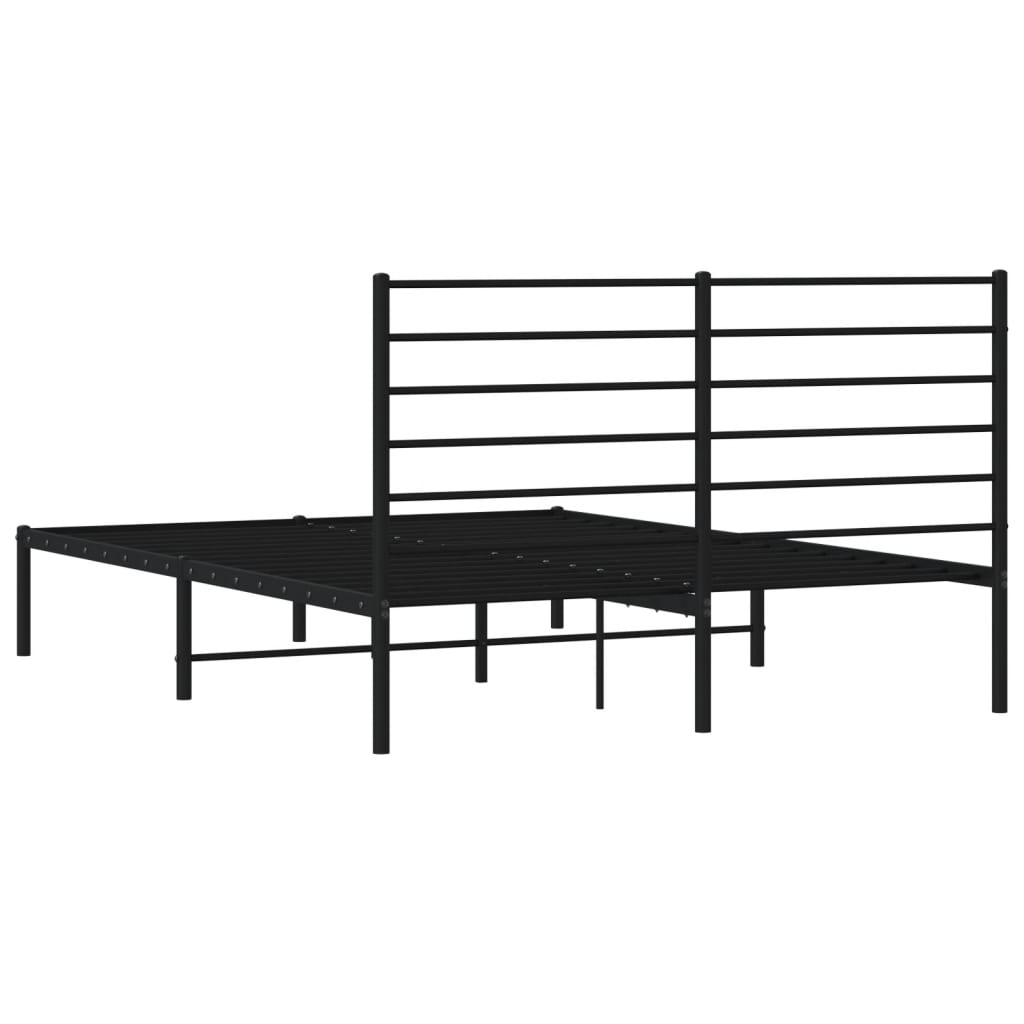 vidaXL Метална рамка за легло с горна табла, черна, 120x190 см