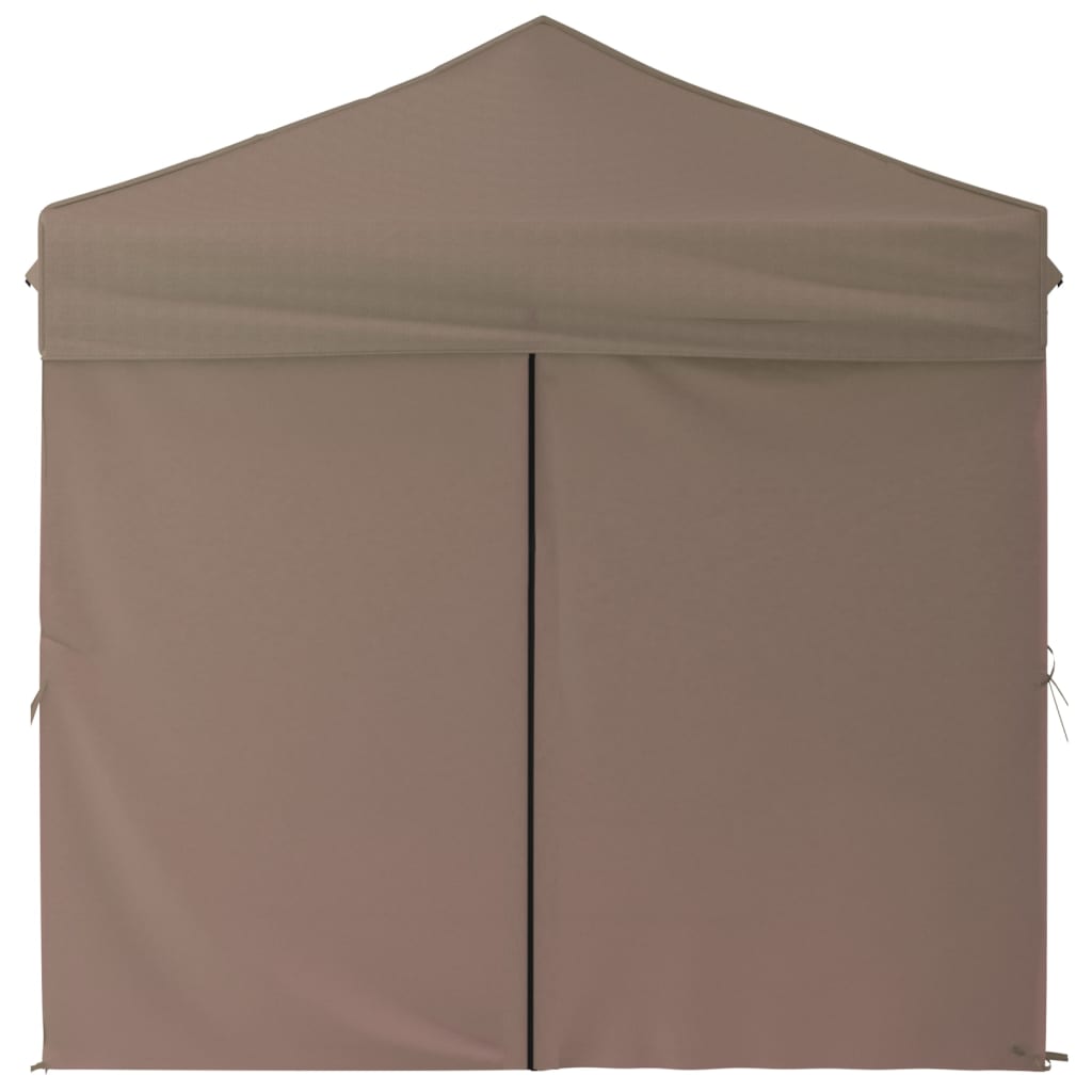 vidaXL Сгъваема парти палатка със странични стени, таупе, 2x2 м