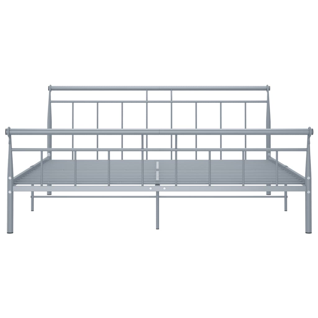 vidaXL Рамка за легло, сива, метал, 160x200 см
