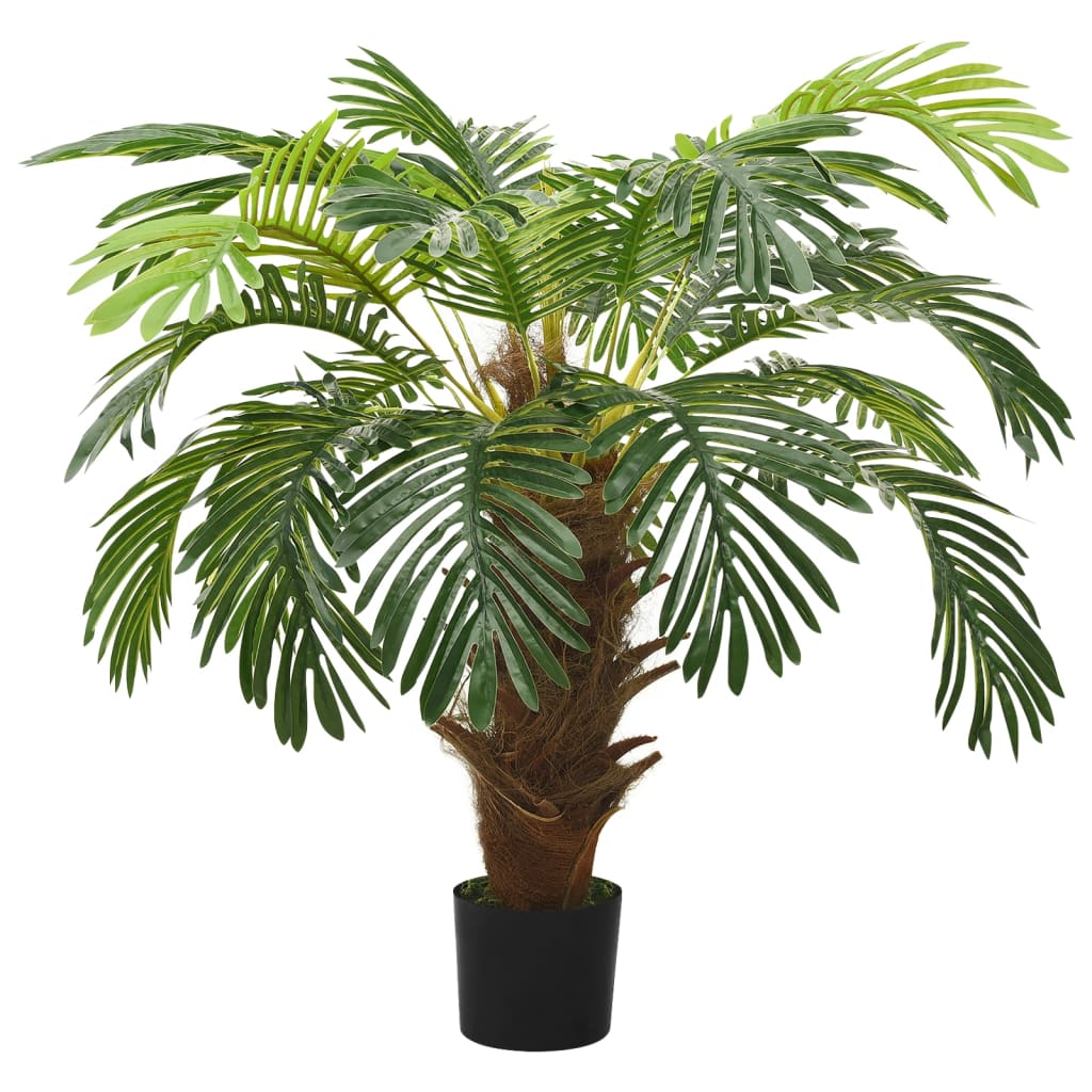 vidaXL Изкуствена сагова палма със саксия, зелена, 90 см