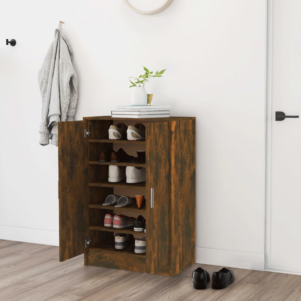 vidaXL Шкаф за обувки, опушен дъб, 60x35x92 см, инженерно дърво