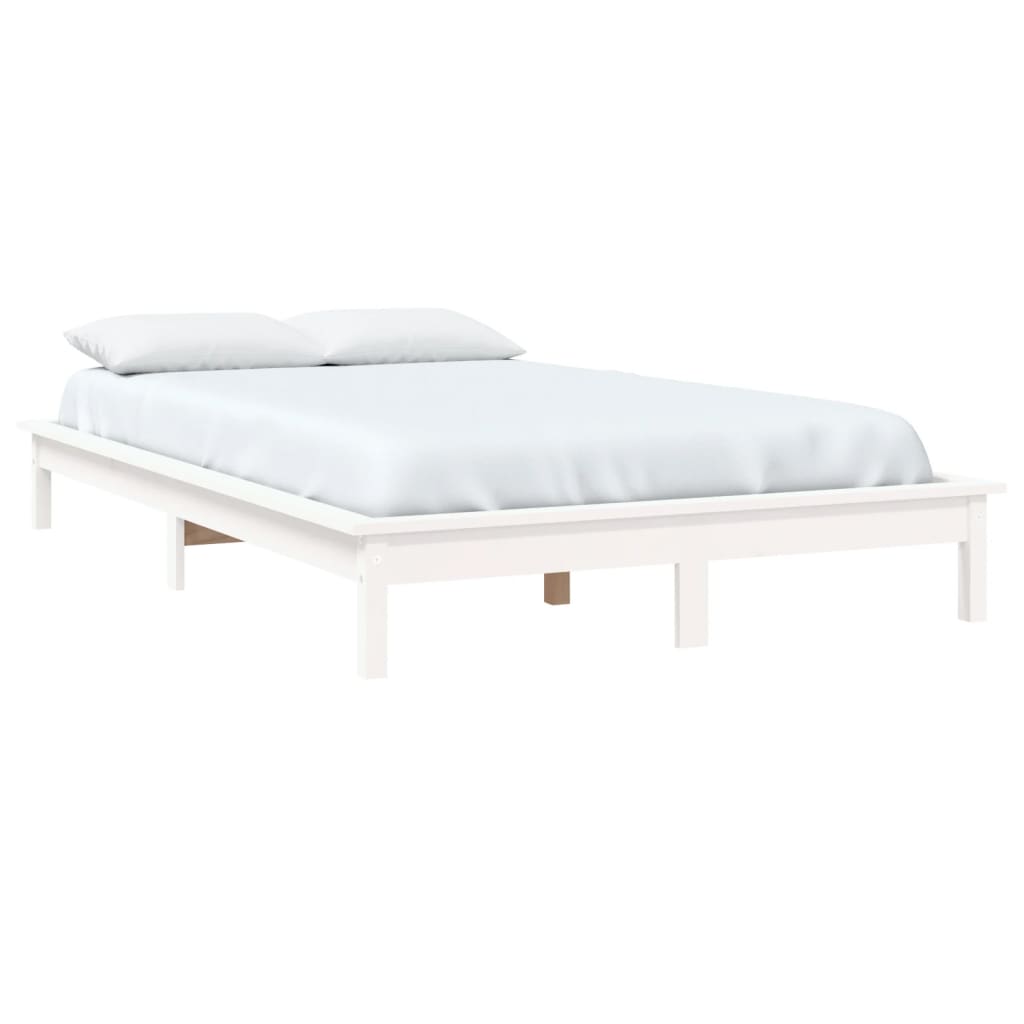 vidaXL Рамка за легло, бяла, бор масив, 180x200 см, Super King