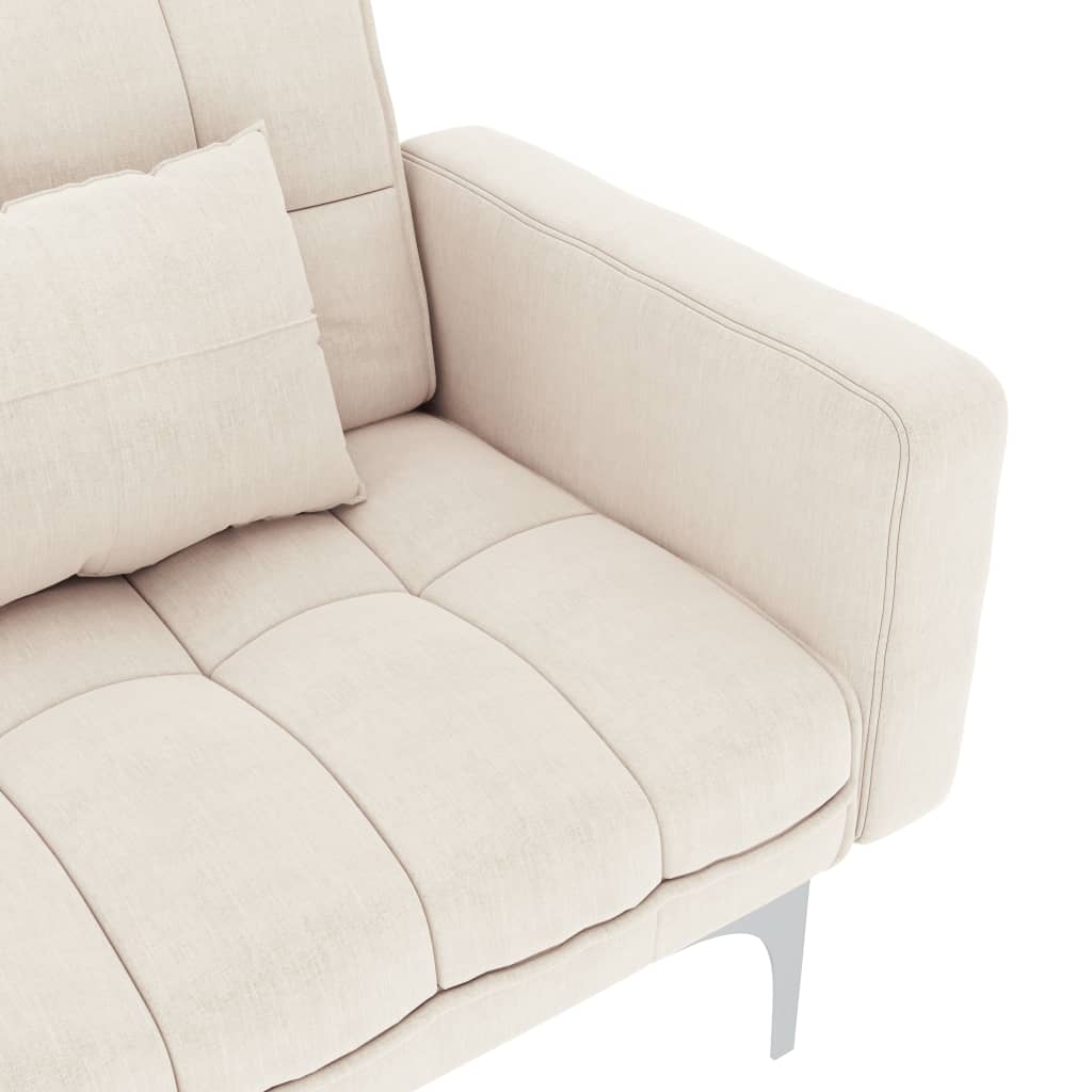 vidaXL Разтегателен диван, кремав, текстил