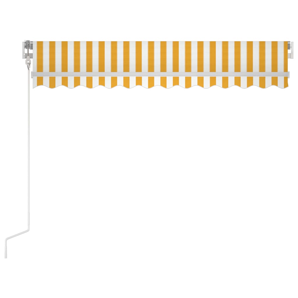 vidaXL Автоматично прибиращ се сенник, 300x250 см, жълто и бяло