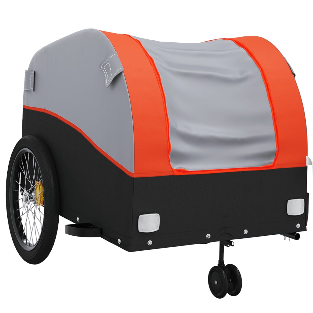vidaXL Ремарке за велосипед, черно и оранжево, 45 кг, желязо