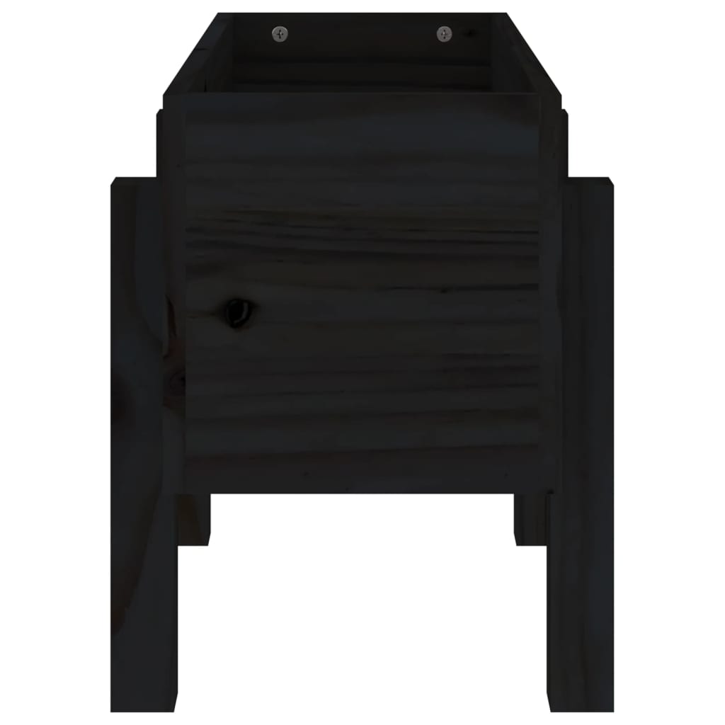 vidaXL Градински сандък, черен, 62x30x38 см, бор масив
