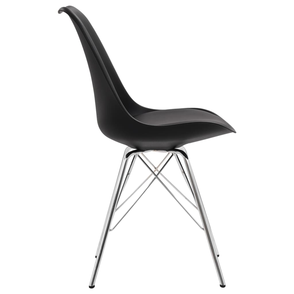 vidaXL Трапезни столове, 4 бр, черни, изкуствена кожа