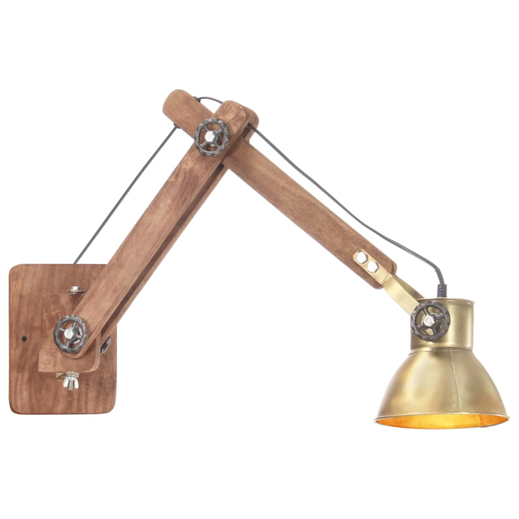 vidaXL Стенна лампа, индустриален стил, месинг, кръгла, E27