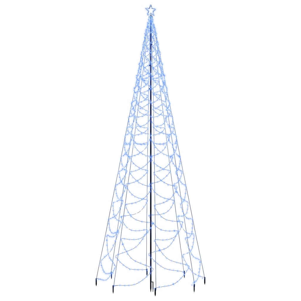 vidaXL Коледно дърво с метален стълб, 1400 LED, синьо, 5 м