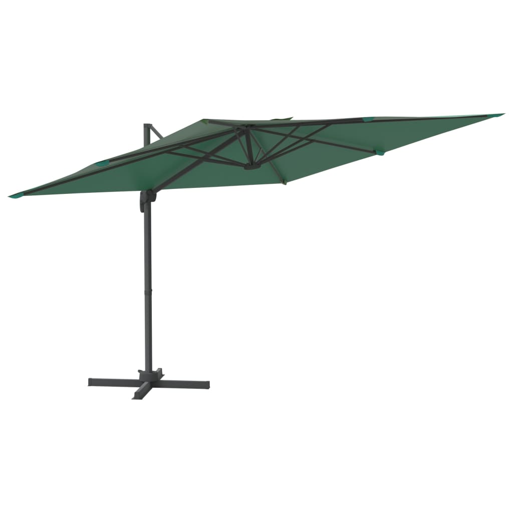 vidaXL Конзолен чадър с алуминиев прът, зелен, 300x300 см