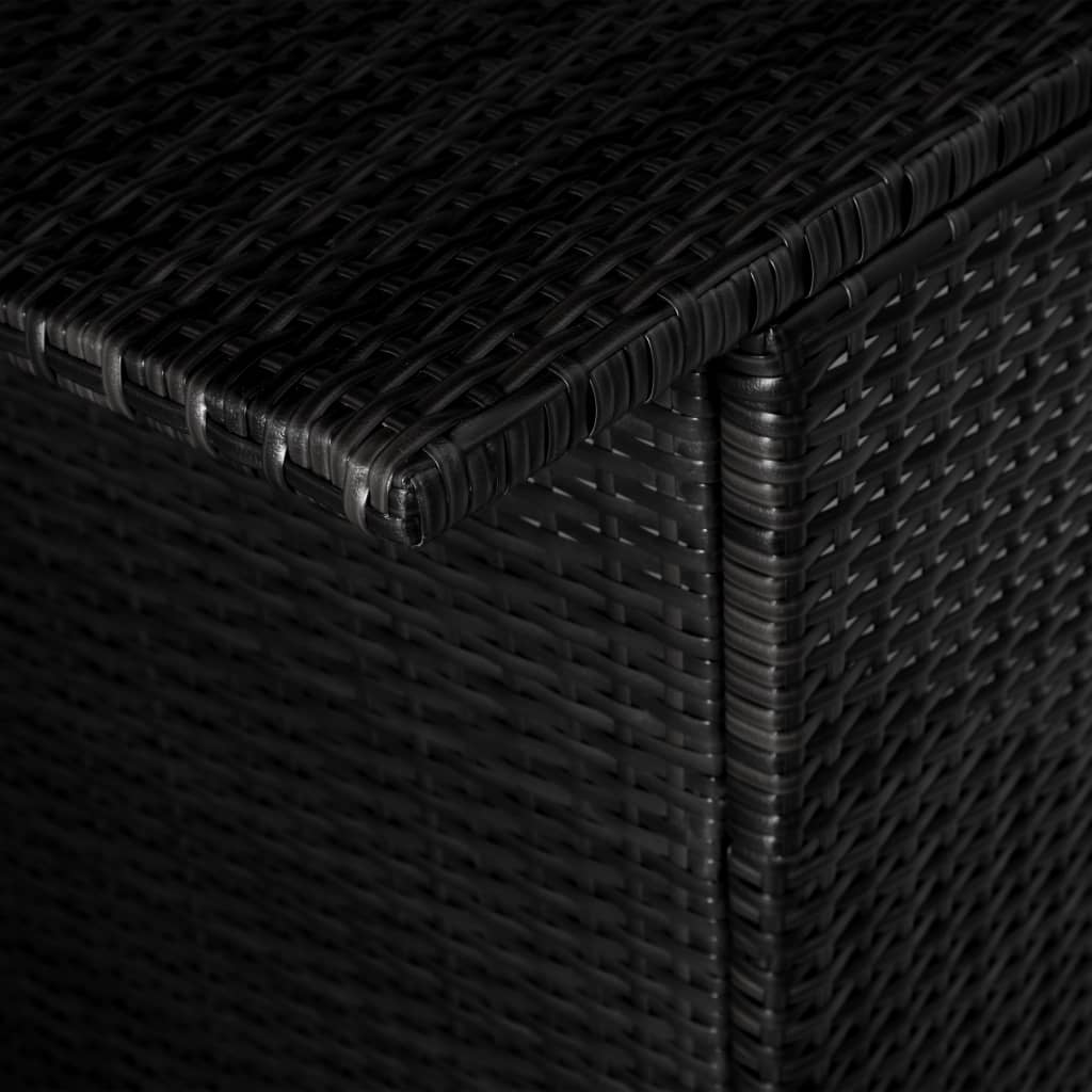 vidaXL Бистро комплект, 3 части, с възглавници, черен полиратан