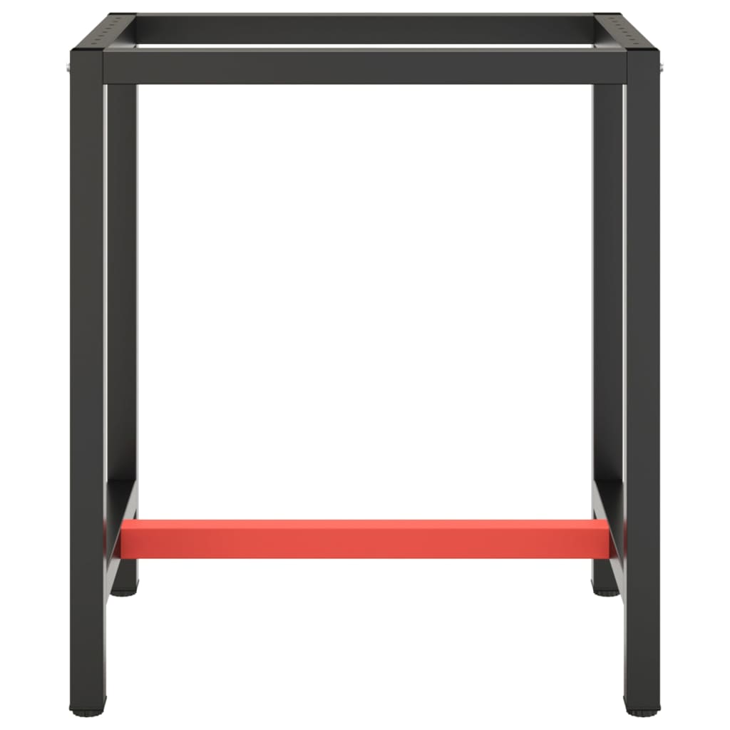 vidaXL Рамка за работна маса матово черно и червено 70x50x79 см метал