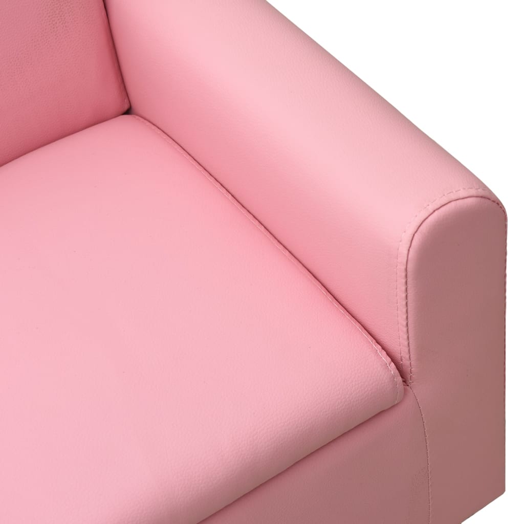 vidaXL 2-местен детски диван, розов, изкуствена кожа
