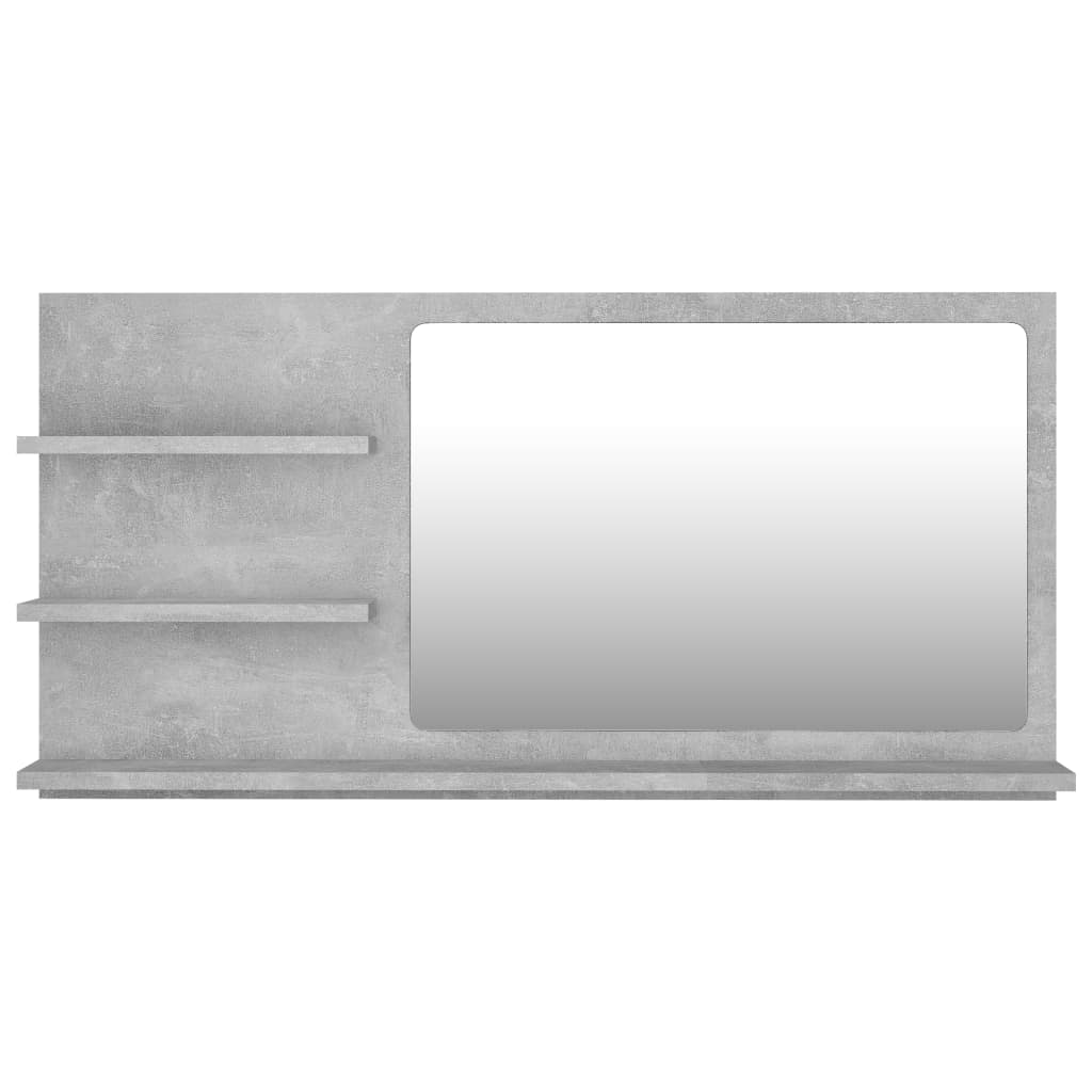 vidaXL Огледало за баня, бетонно сиво, 90x10,5x45 см, ПДЧ