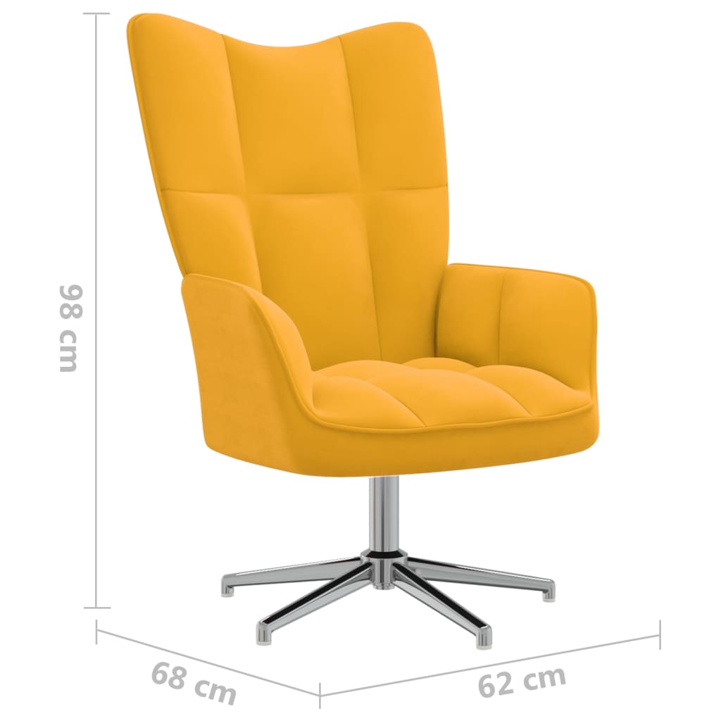 vidaXL Релаксиращ стол с табуретка, горчица жълто, кадифе