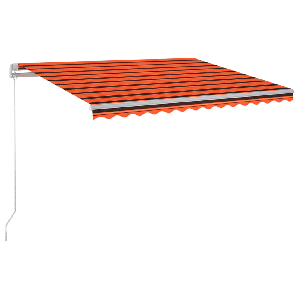 vidaXL Ръчно прибираща се тента с LED, 300x250 см, оранжево и кафяво
