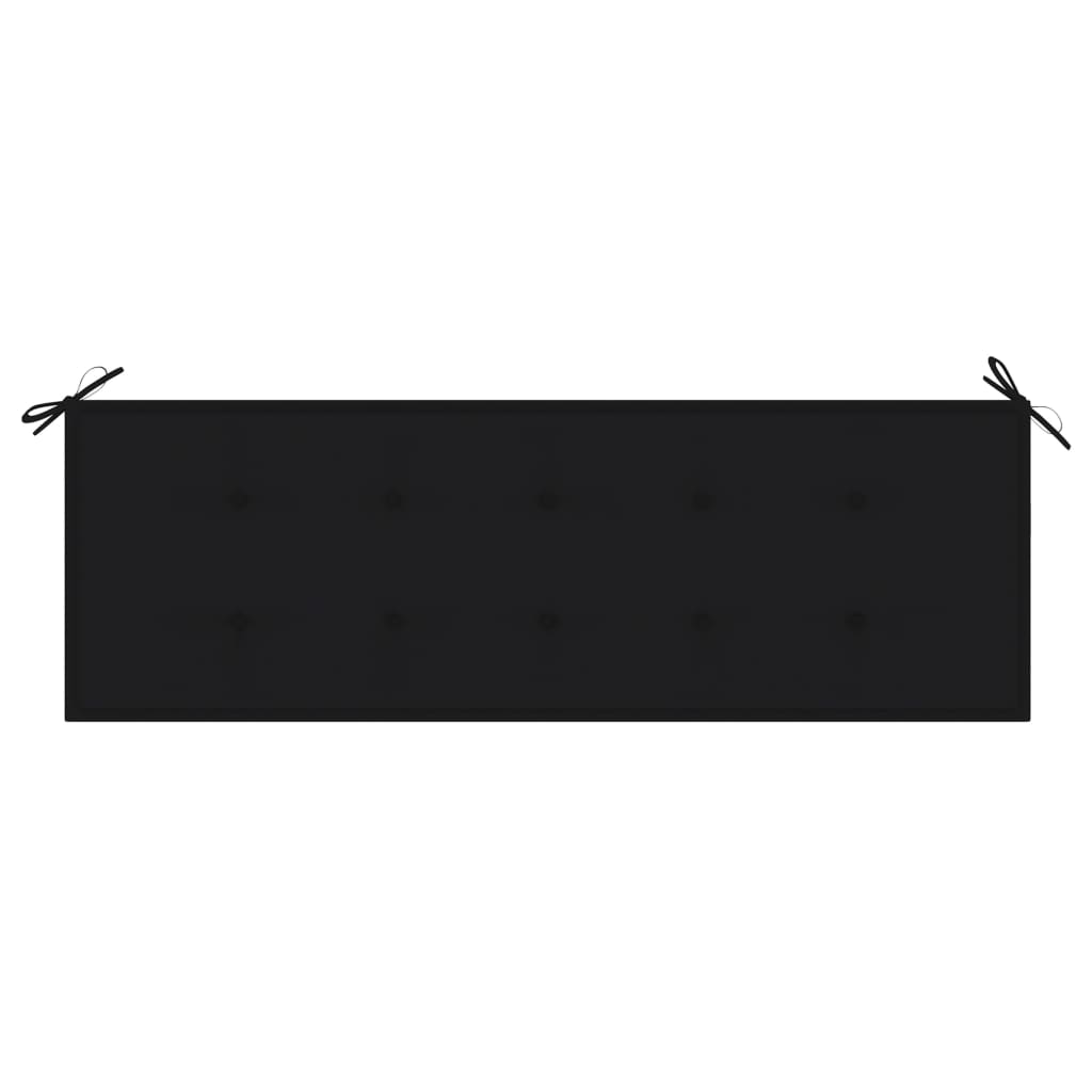 vidaXL Градинска пейка с черно шалте, 150 см, тик масив